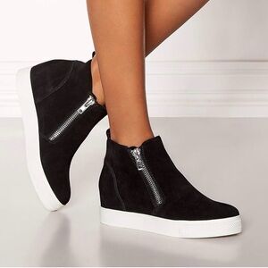 Black Suede Ankle Boots with Zipper